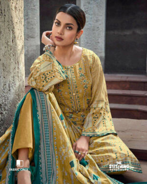Yellow unstitched dress material