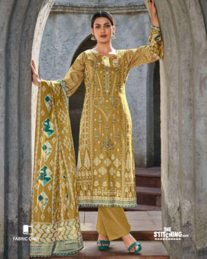 Yellow unstitched dress material