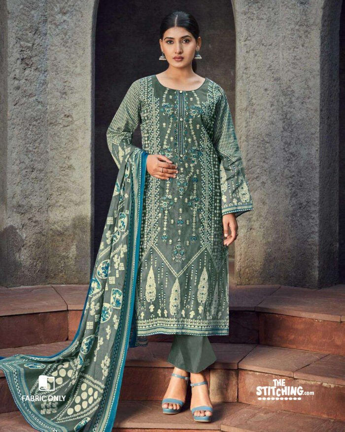 Grey unstitched dress material