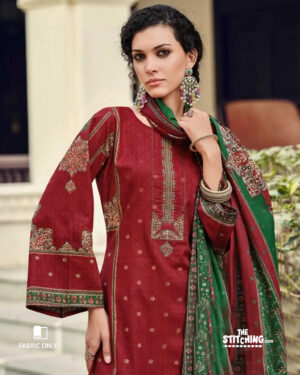 Maroon Unstitched Dress Material