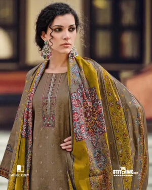Brown Unstitched Dress Material