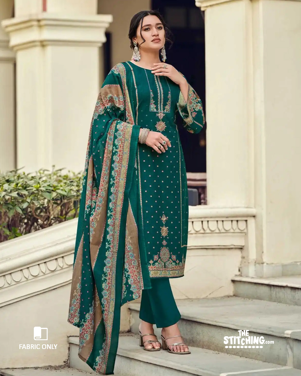 Green Unstitched Dress Material