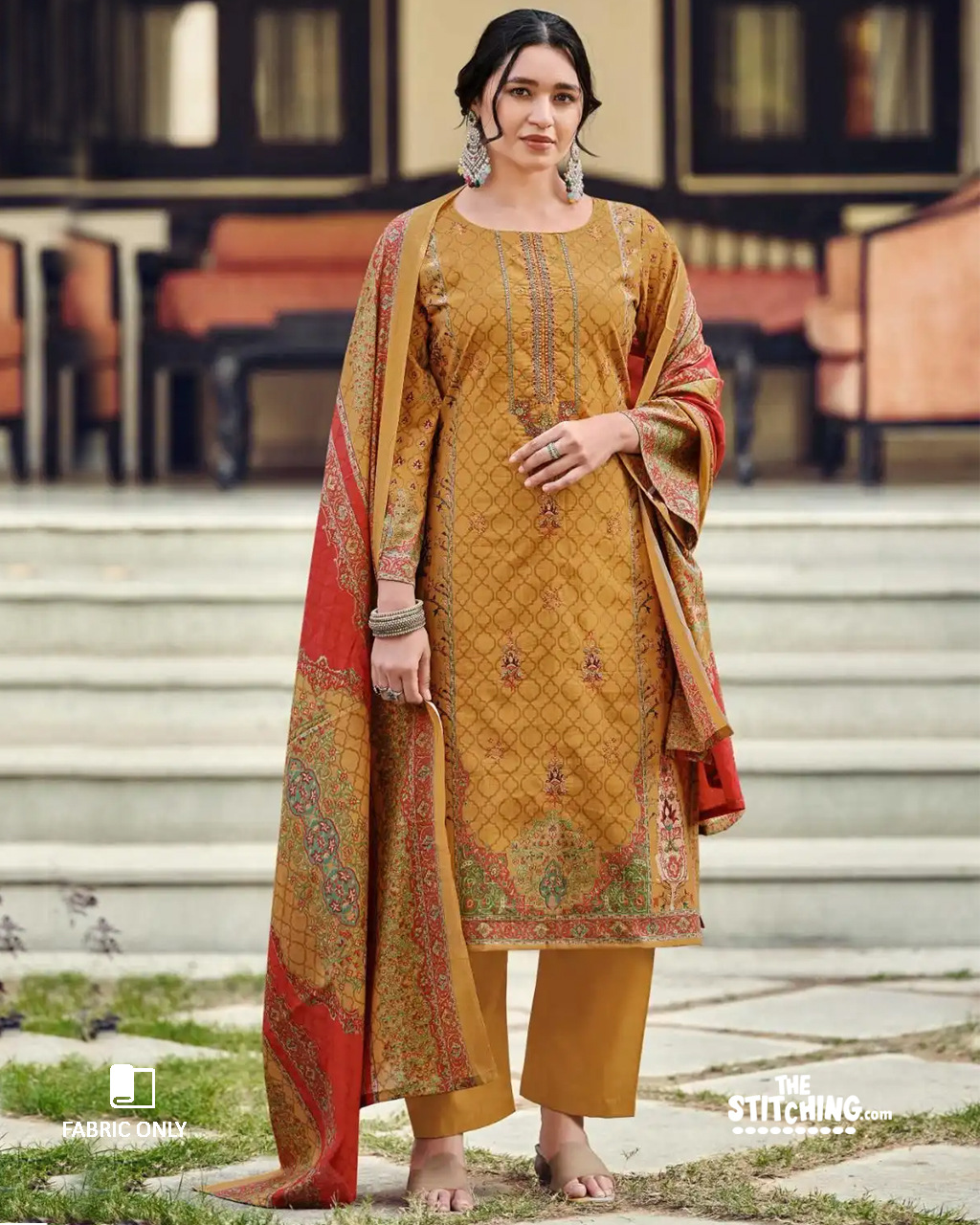 Yellow Unstitched Dress Material