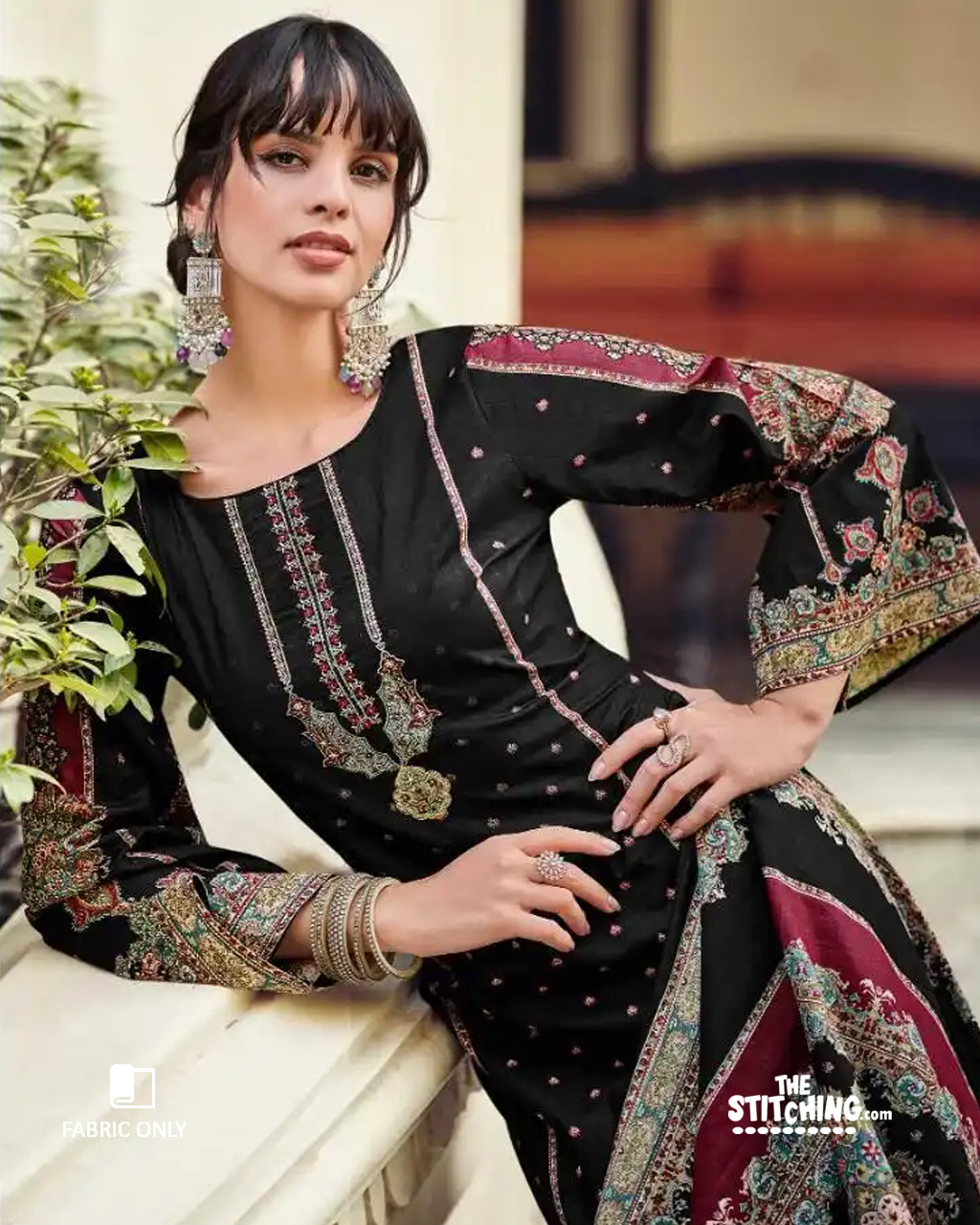 Black Unstitched Dress Material