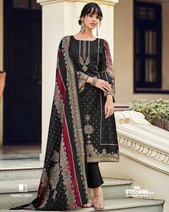 Black Unstitched Dress Material