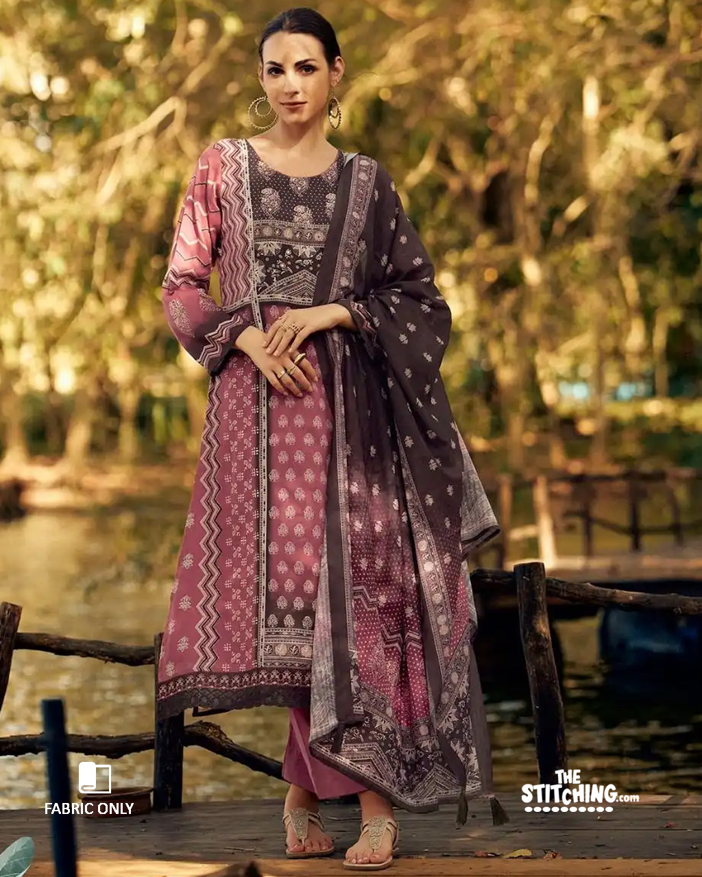 Dark Pink Unstitched Dress Material