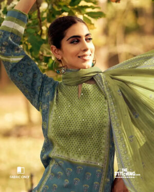 Green Unstitched Dress Material