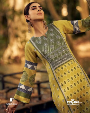 Yellow Unstitched Dress Material