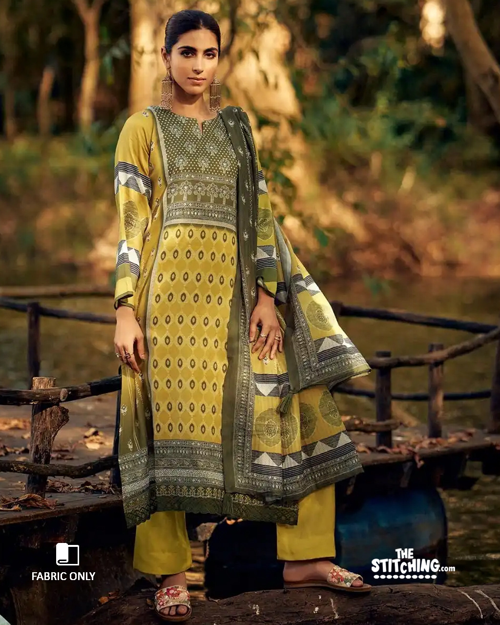 Yellow Unstitched Dress Material