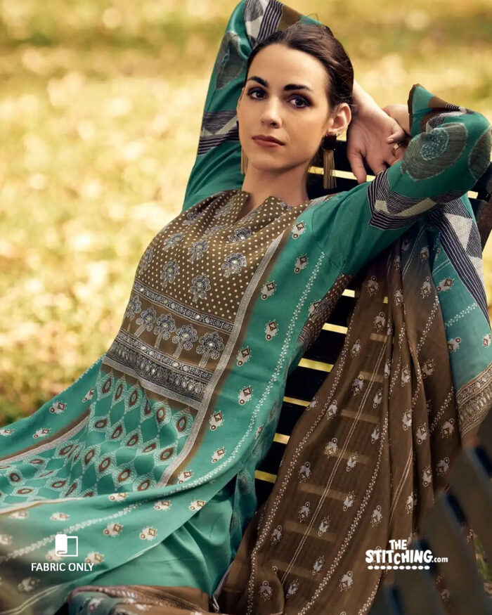Green Unstitched Dress Material