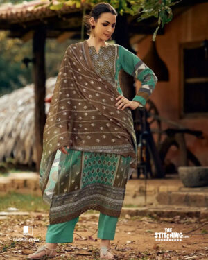 Green Unstitched Dress Material