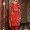 Red Unstitched Dress Material