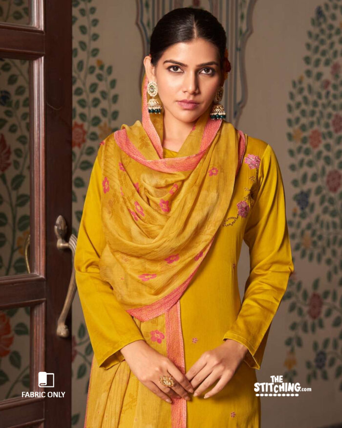 Yellow Unstitched Dress Material