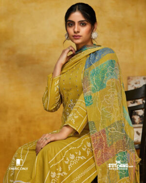 Yellow Unstitched Dress material