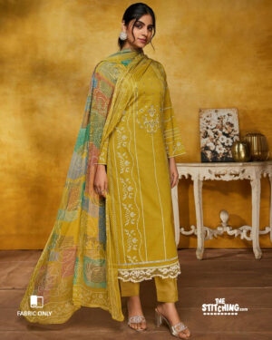 Yellow Unstitched Dress material
