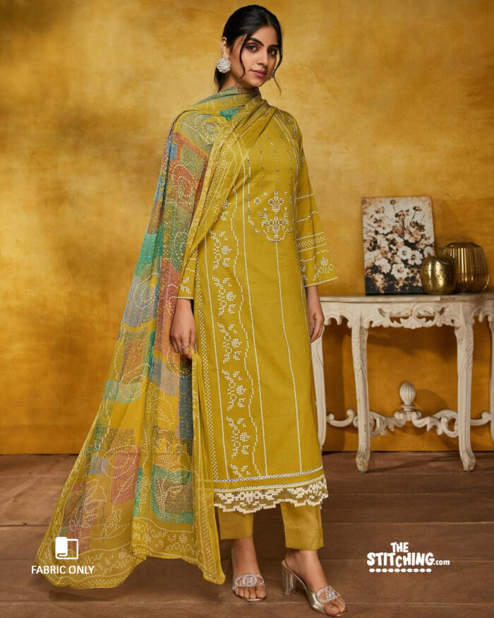 Yellow Unstitched Dress material