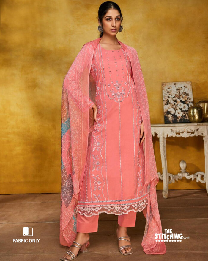 Pink Unstitched Dress material