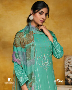 Green Unstitched Dress material