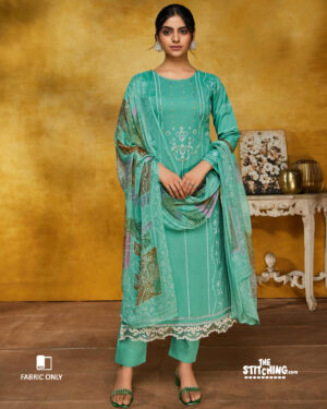 Green Unstitched Dress material