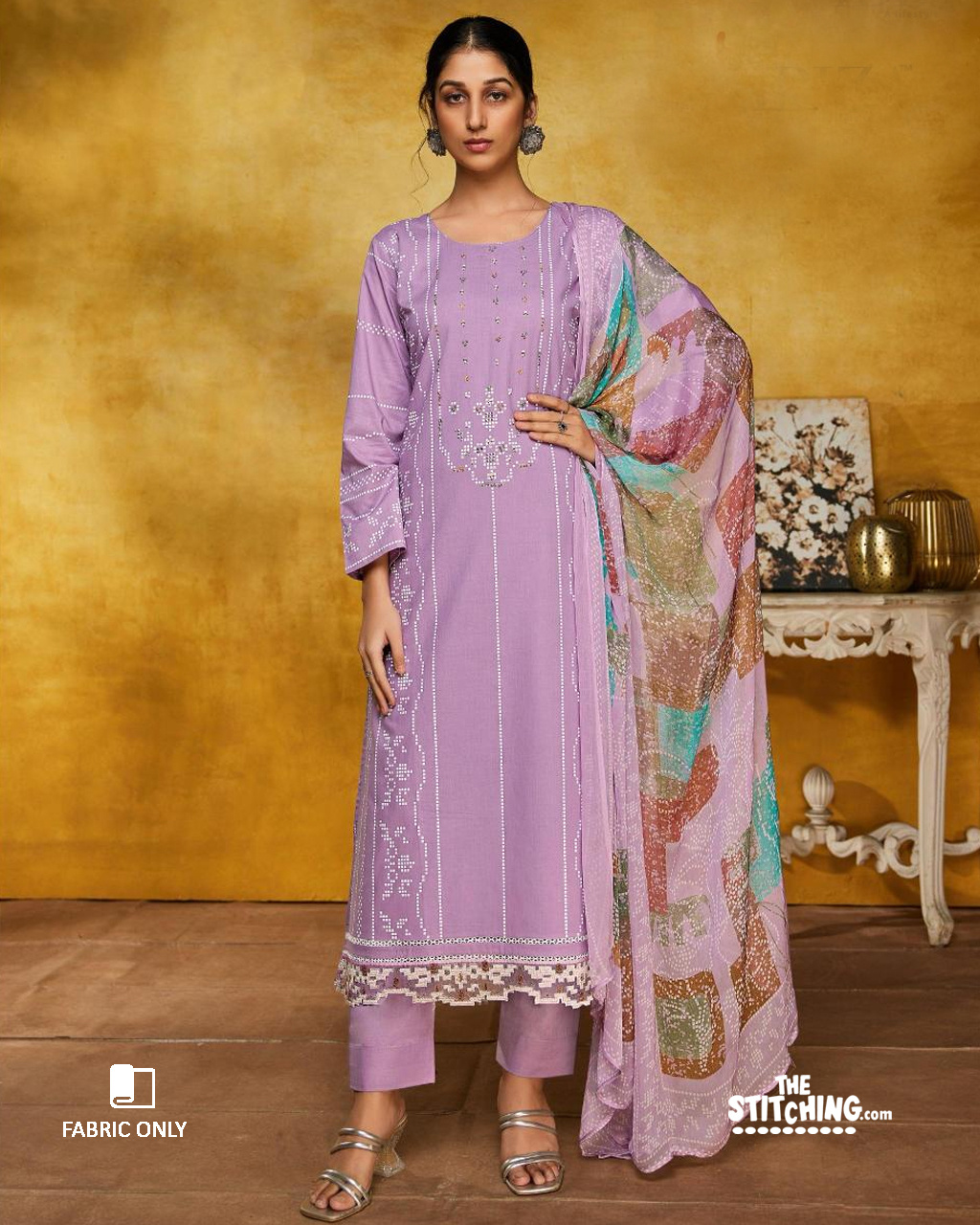 Purple Unstitched Dress material