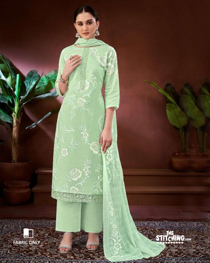 Green Unstitched Dress Material
