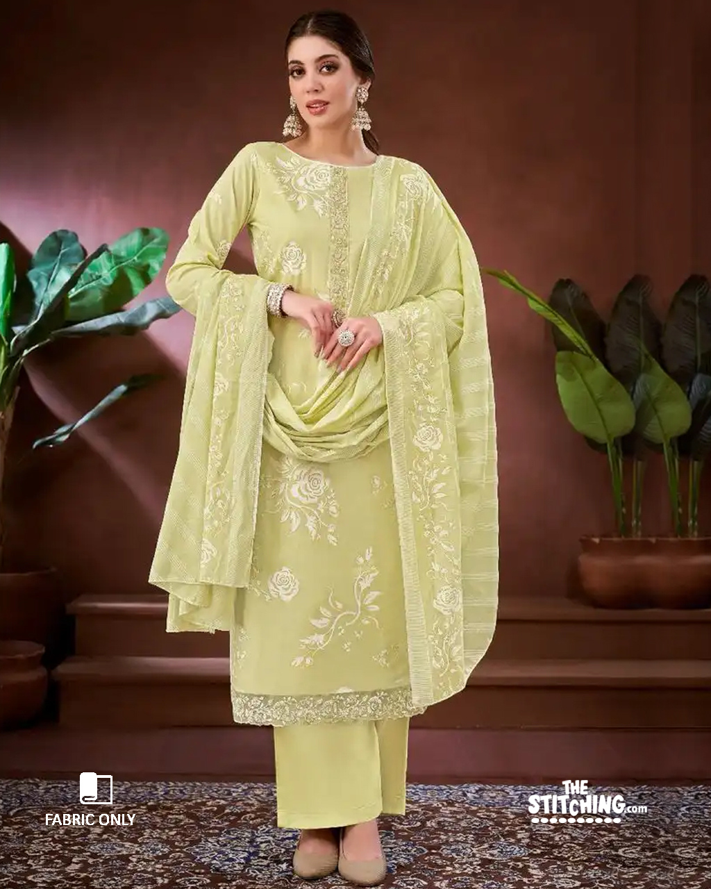 Green Unstitched Dress Material