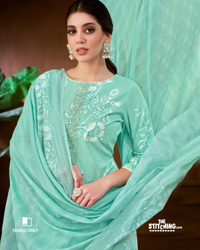 Blue Unstitched Dress Material