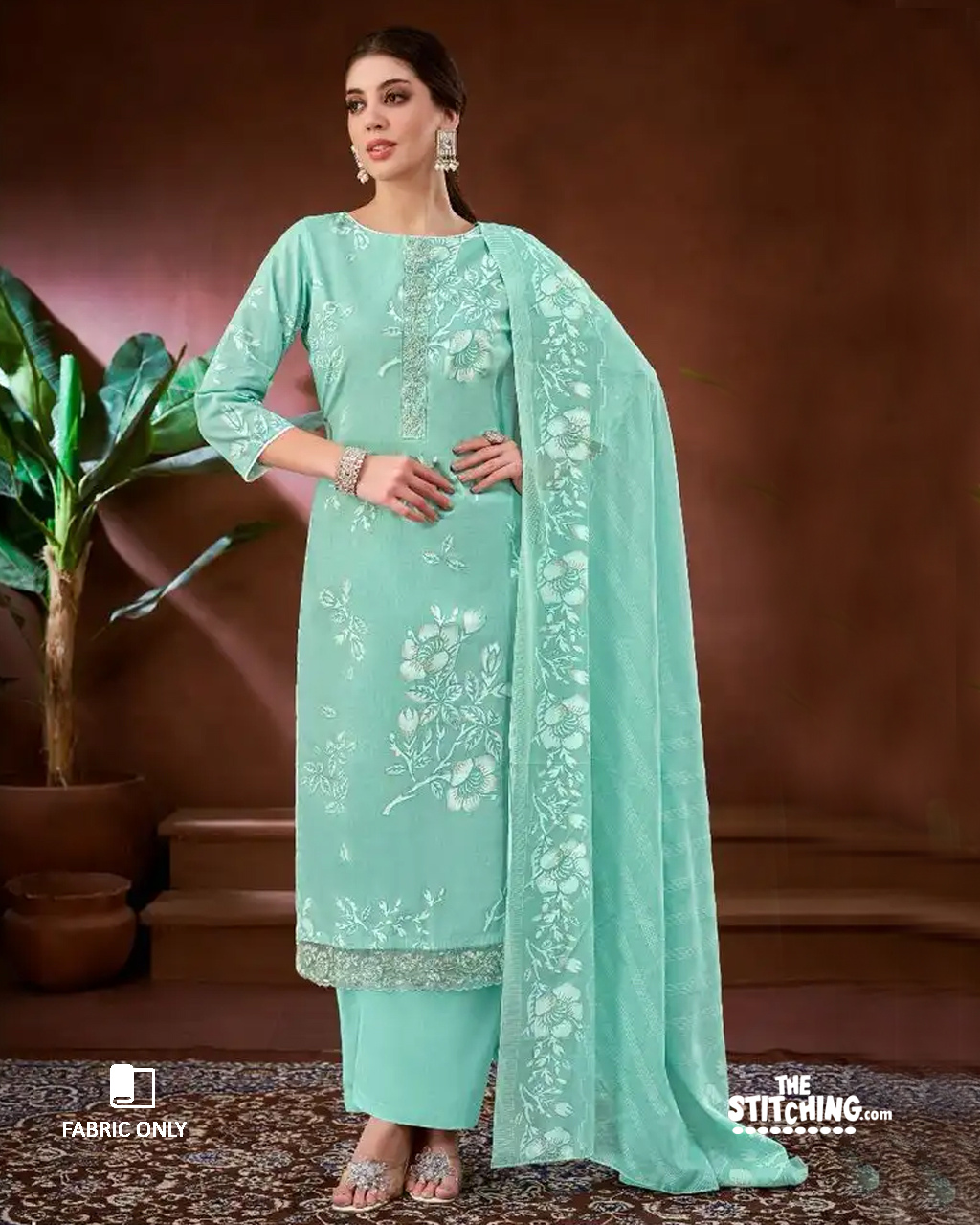 Blue Unstitched Dress Material