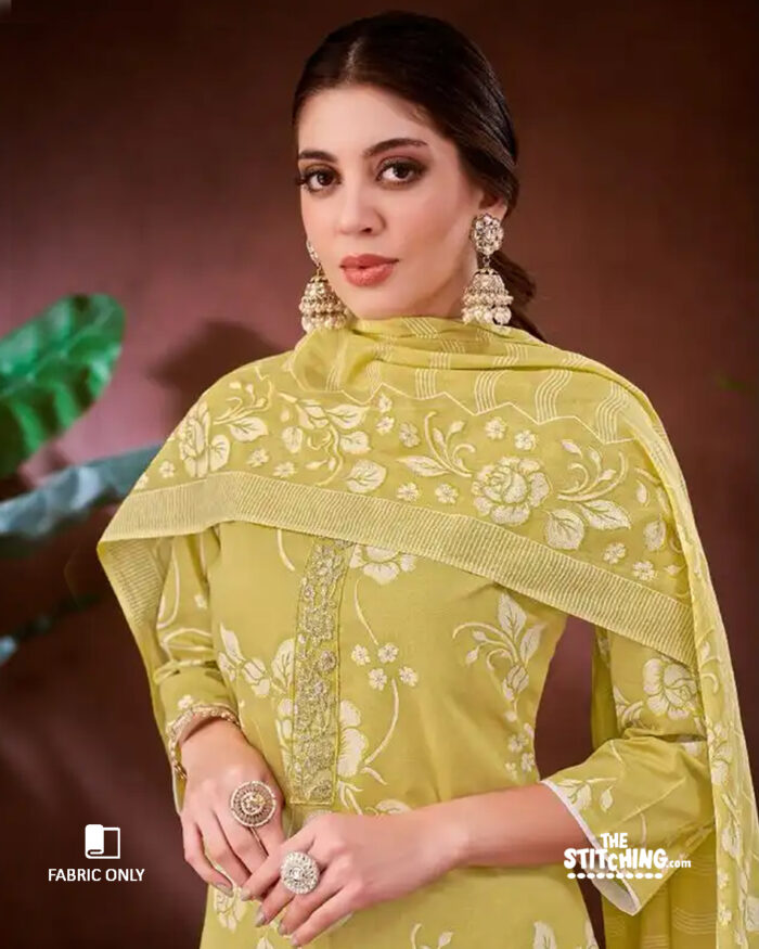 Yellow Unstitched Dress Material
