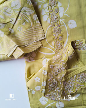 Yellow Unstitched Dress Material