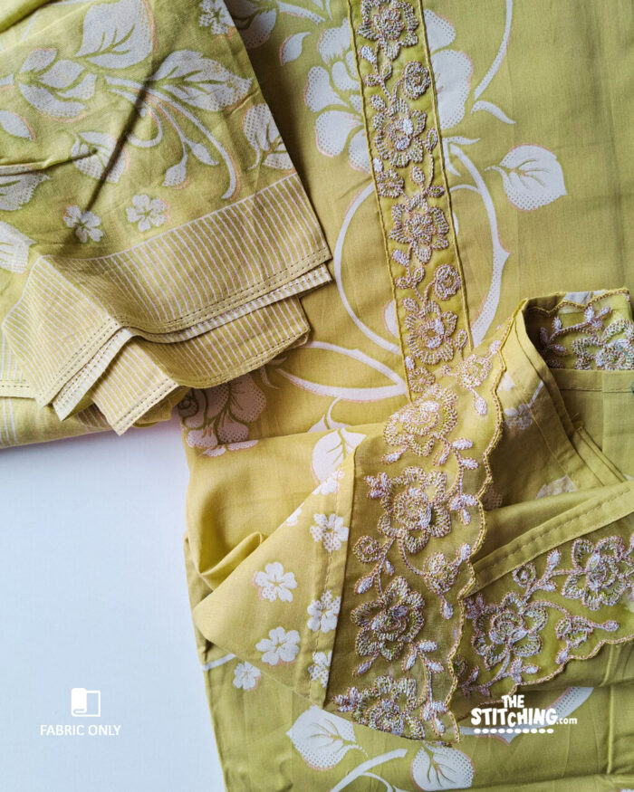 Yellow Unstitched Dress Material