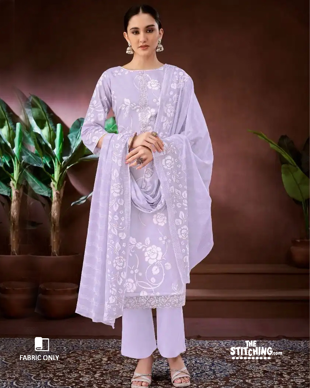 Purple Unstitched Dress Material