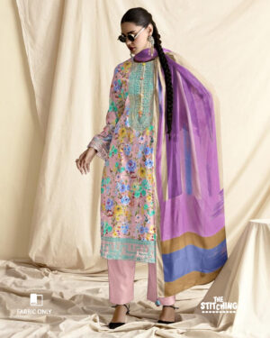 Purple unstitched dress material