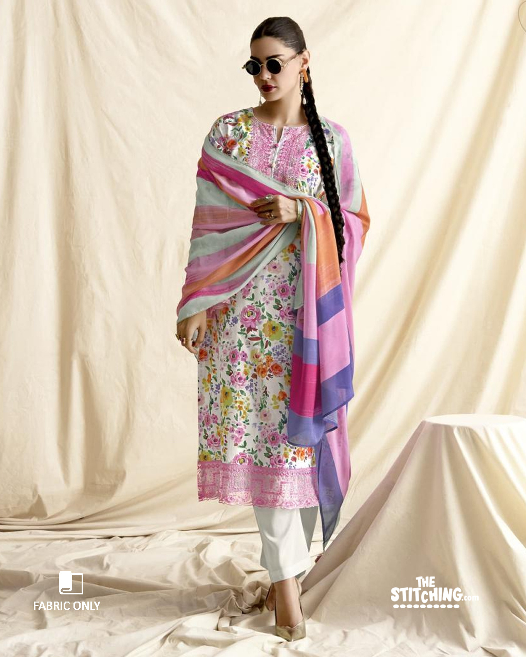 Pink unstitched dress material