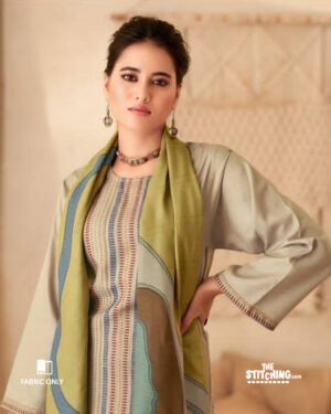 Beige Unstitched Dress Material
