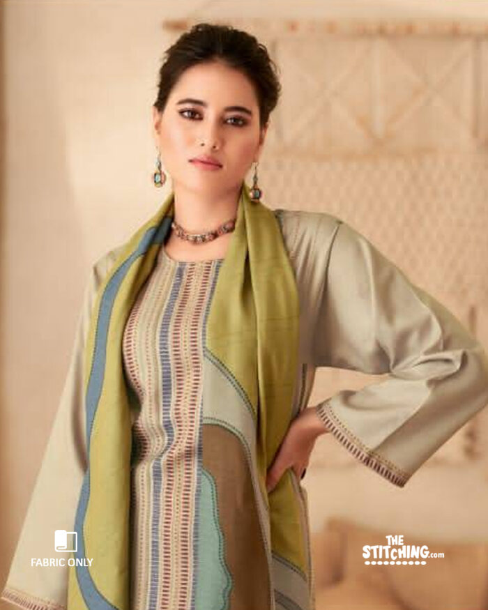 Beige Unstitched Dress Material