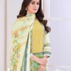 Yellow White Unstitched Dress Material