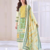 Yellow White Unstitched Dress Material