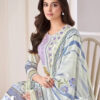 Blue White Unstitched Dress Material