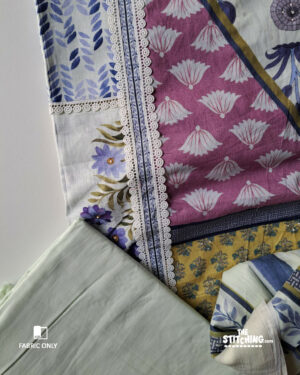 Blue White Unstitched Dress Material