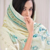 Green White Unstitched Dress Material
