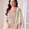 Pink White Unstitched Dress Material