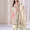 Pink White Unstitched Dress Material