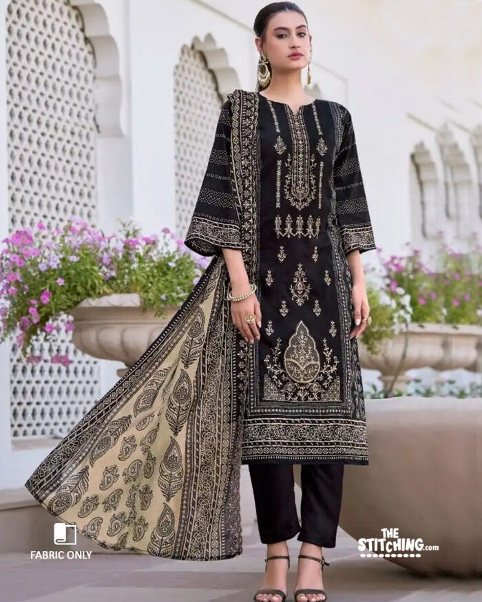 Black Unstitched Salwar Suit