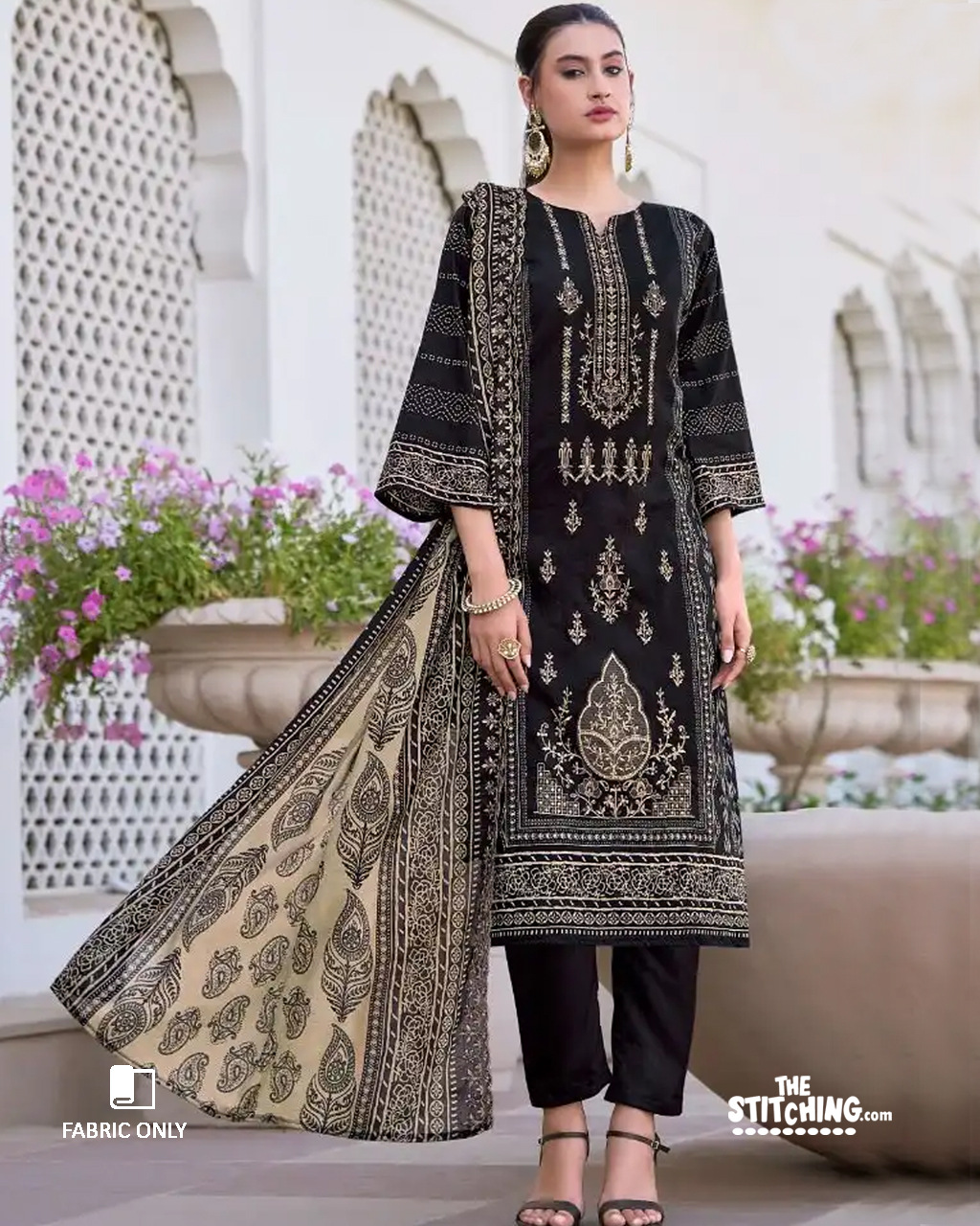 Black Unstitched Salwar Suit