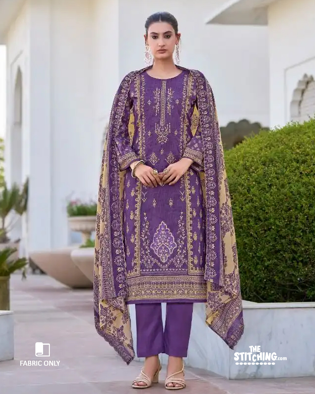 Purple Unstitched Salwar Suit