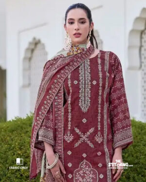 Maroon Unstitched Salwar Suit