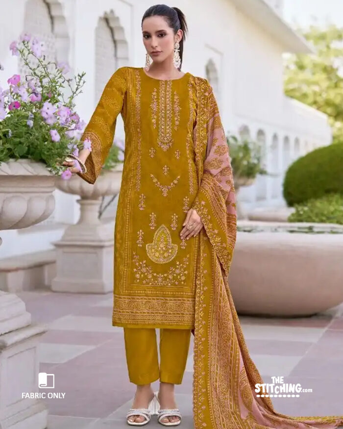 Yellow Unstitched Salwar Suit