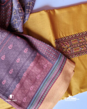 Yellow Unstitched Dress Material