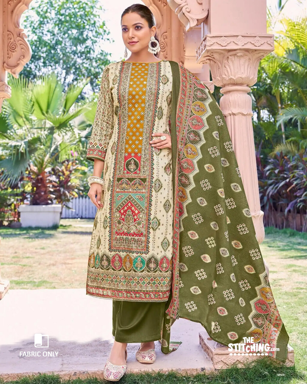 Green Unstitched Salwar Suit